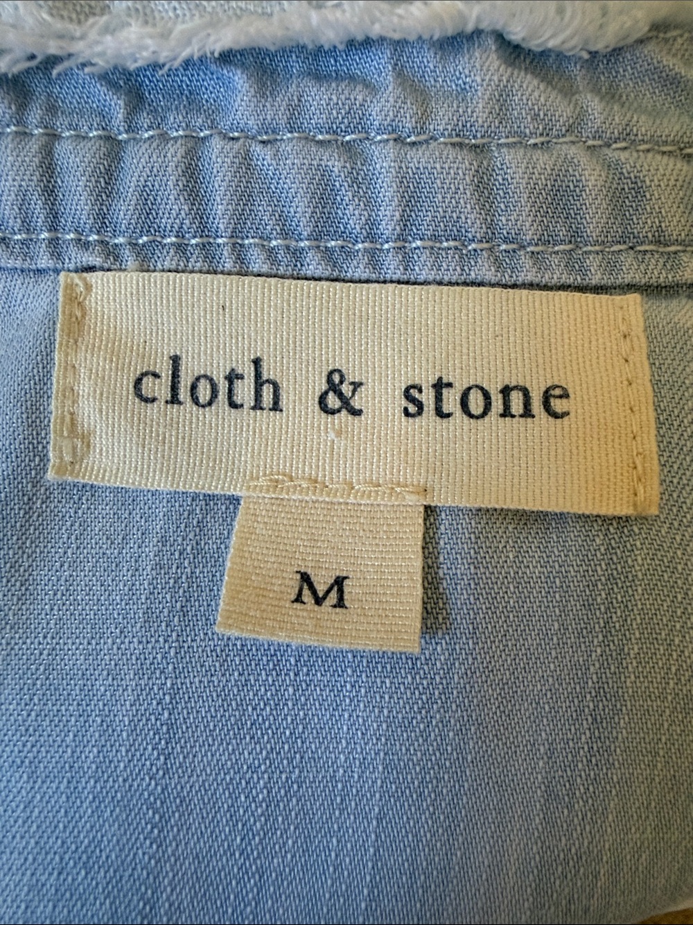 Anthropologie Cloth & Stone Denim Shirt Dress Frayed Hem Long Sleeve Size M - Picture 7 of 8